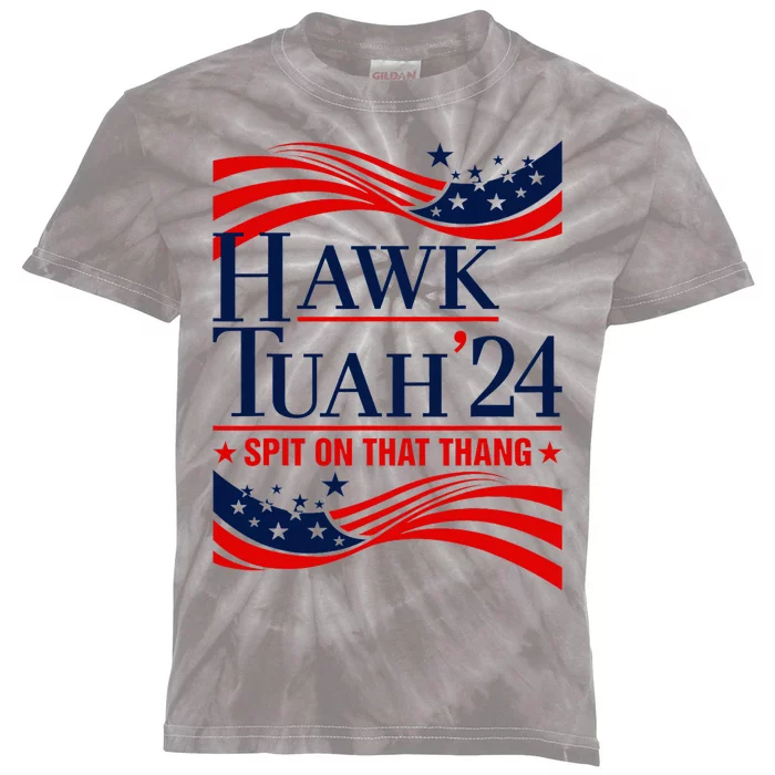 Hawk Tauh 24 Spit On That Thang Usa Flag Meme Quote Kids Tie-Dye T-Shirt