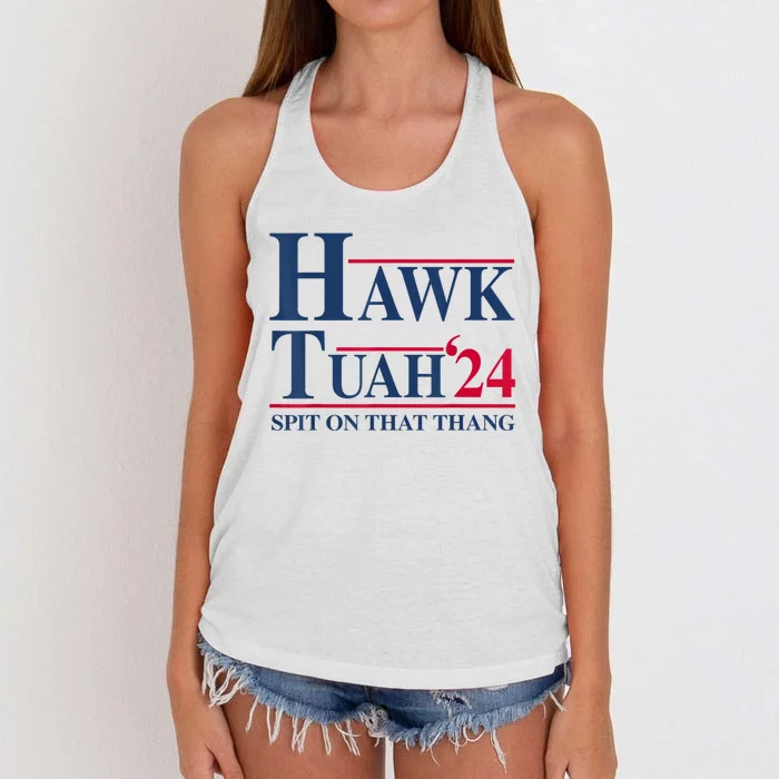 Hawk Tuah 24 Spit On That Thang Women's Knotted Racerback Tank