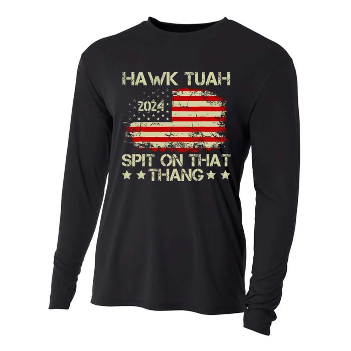 Hawk Tuah 24 Spit On That Thang Funny Quote Cooling Performance Long Sleeve Crew