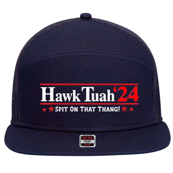 Hawk Tuah 24 Spit On That Thang 7 Panel Mesh Trucker Snapback Hat