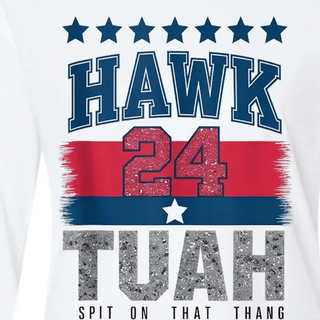 Hawk Tauh 24 Spit On That Thang Usa American Flag Meme Quote Womens Cotton Relaxed Long Sleeve T-Shirt