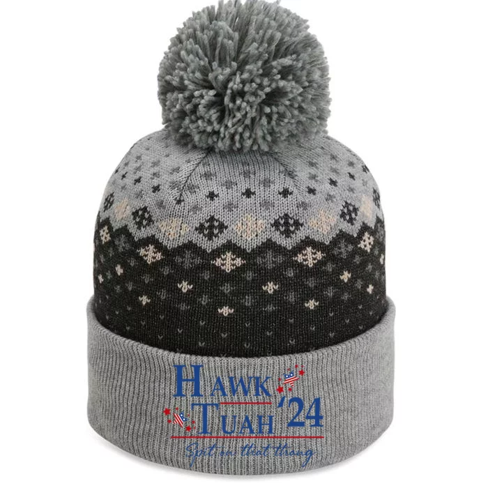 Hawk Tuah 2024 Patriotic Election Stars The Baniff Cuffed Pom Beanie