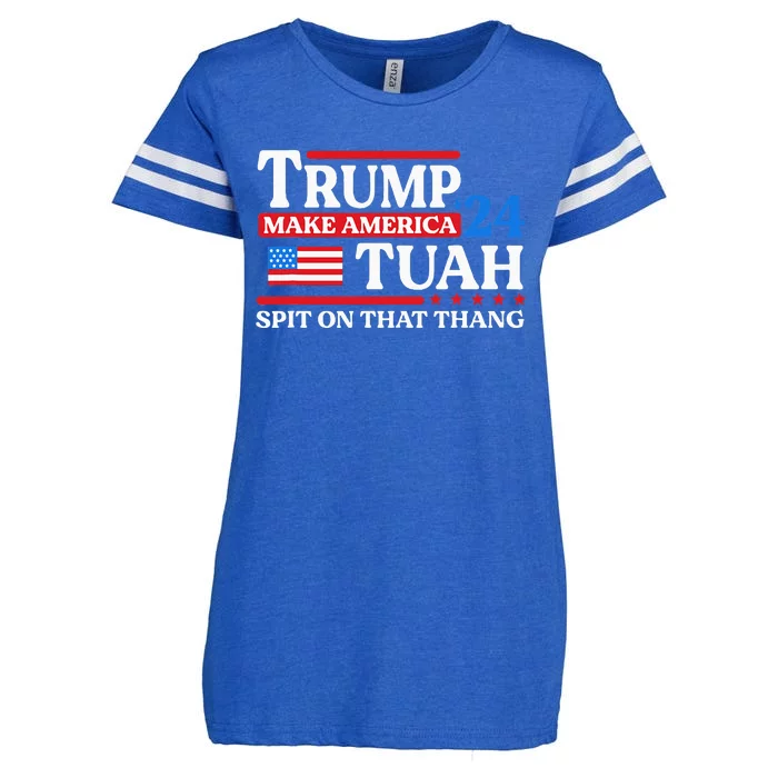 Hawk Tush 24 Funny Trump 2024 Flag Maga Spit On That Thing Enza Ladies Jersey Football T-Shirt