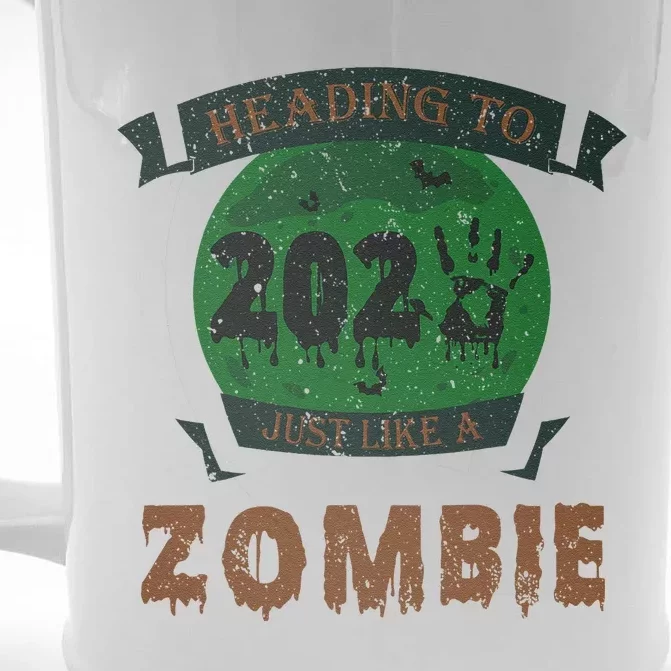 Heading To 2025 Like A Zombie Funny Halloween & New Year Front & Back Beer Stein