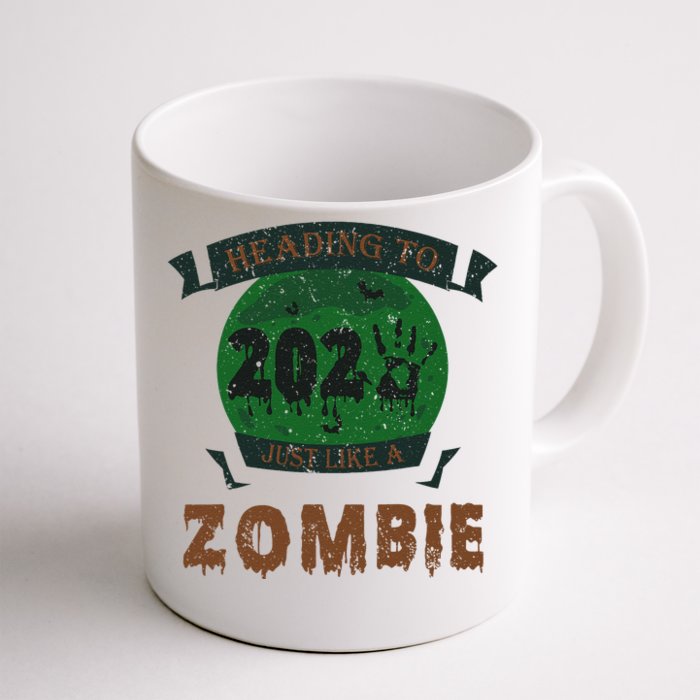 Heading To 2025 Like A Zombie Funny Halloween & New Year Front & Back Coffee Mug