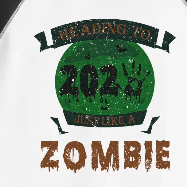 Heading To 2025 Like A Zombie Funny Halloween & New Year Toddler Fine Jersey T-Shirt