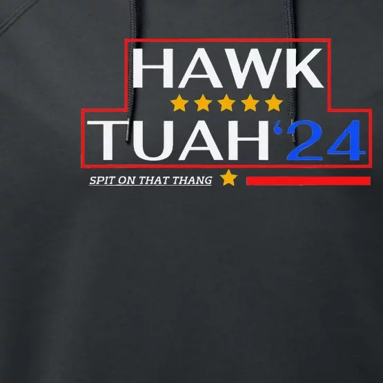 Hawk Tush 24 Retro Political Humor For 2024 Performance Fleece Hoodie