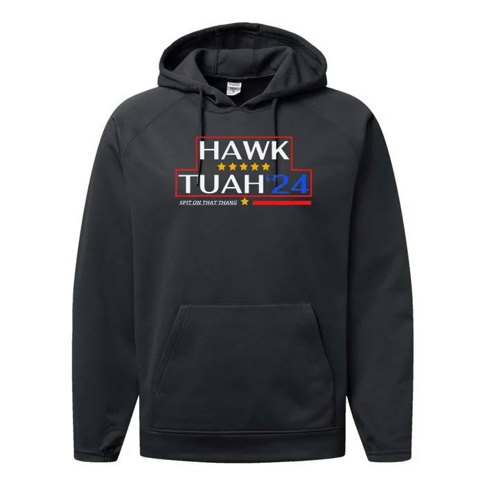 Hawk Tush 24 Retro Political Humor For 2024 Performance Fleece Hoodie