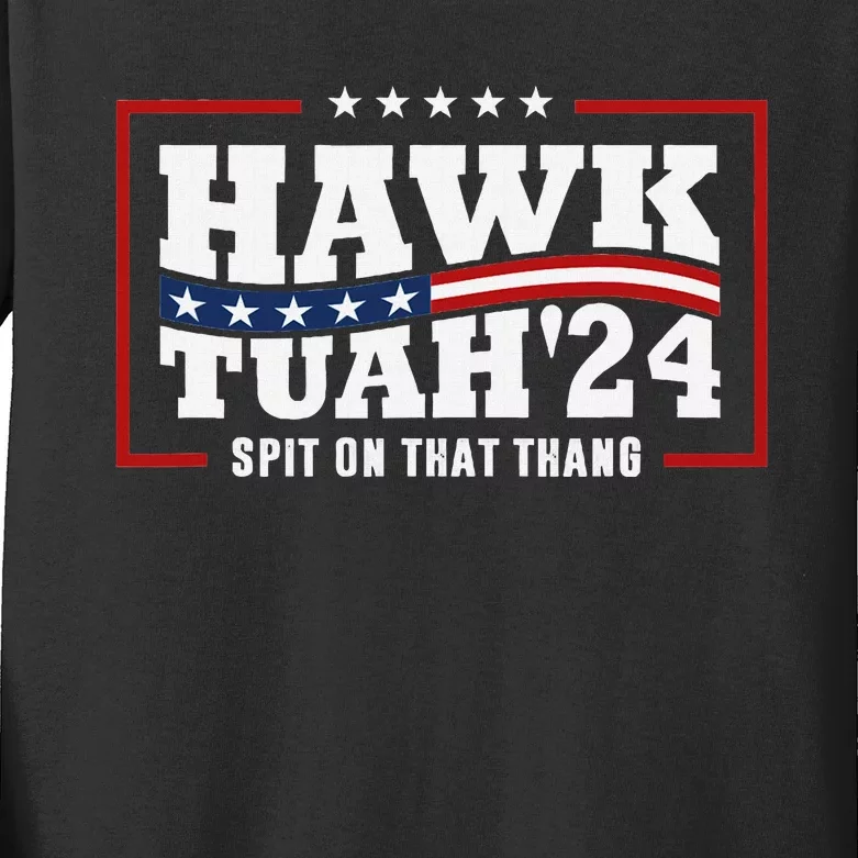 Hawk Tush 24 Retro Political Humor For 2024 Kids Long Sleeve Shirt