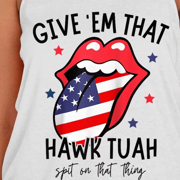 Hawk Tuah 24 Spit On That Thang Tees Hb Hawk Tuah Spit On That Thang Women's Knotted Racerback Tank