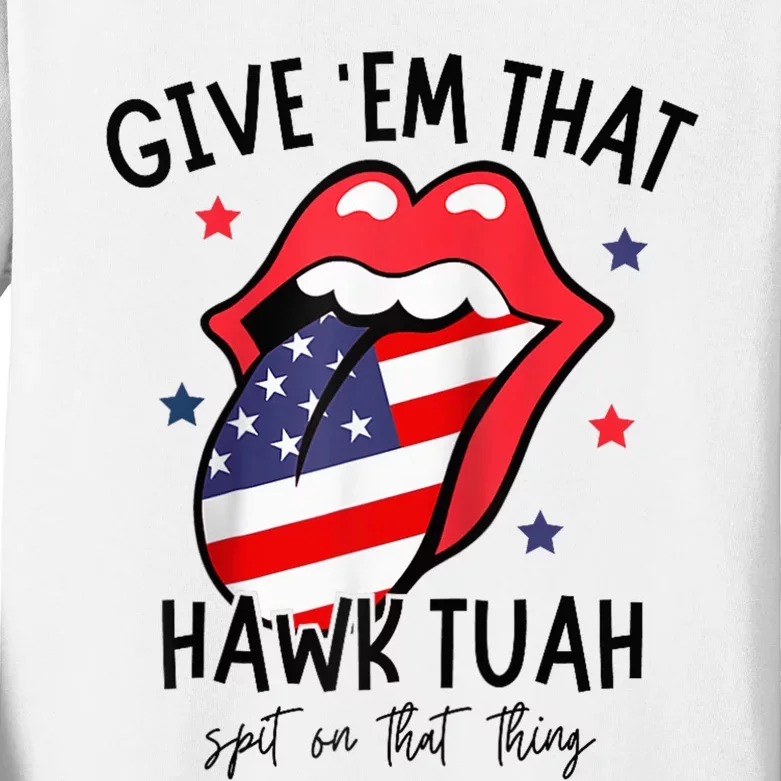 Hawk Tuah 24 Spit On That Thang Tees Hb Hawk Tuah Spit On That Thang Kids Long Sleeve Shirt