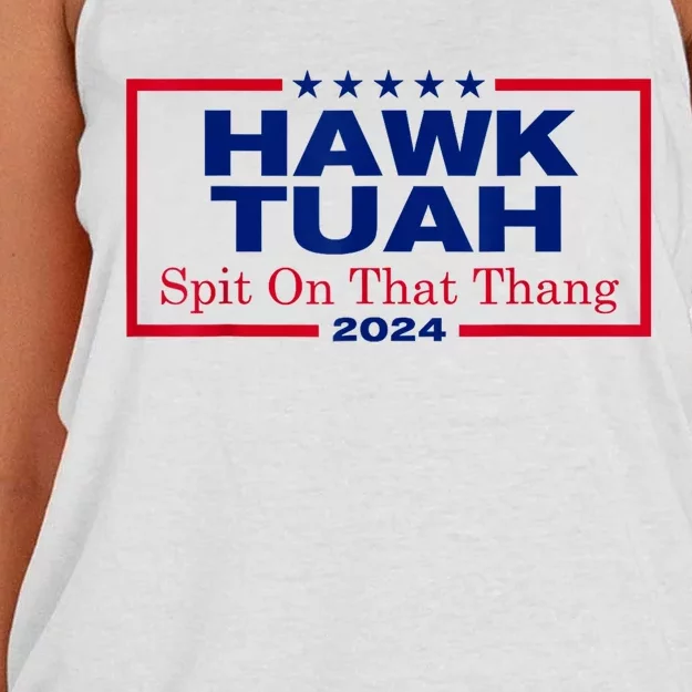 Hawk Tuah 24 Spit On That Thang Women's Knotted Racerback Tank