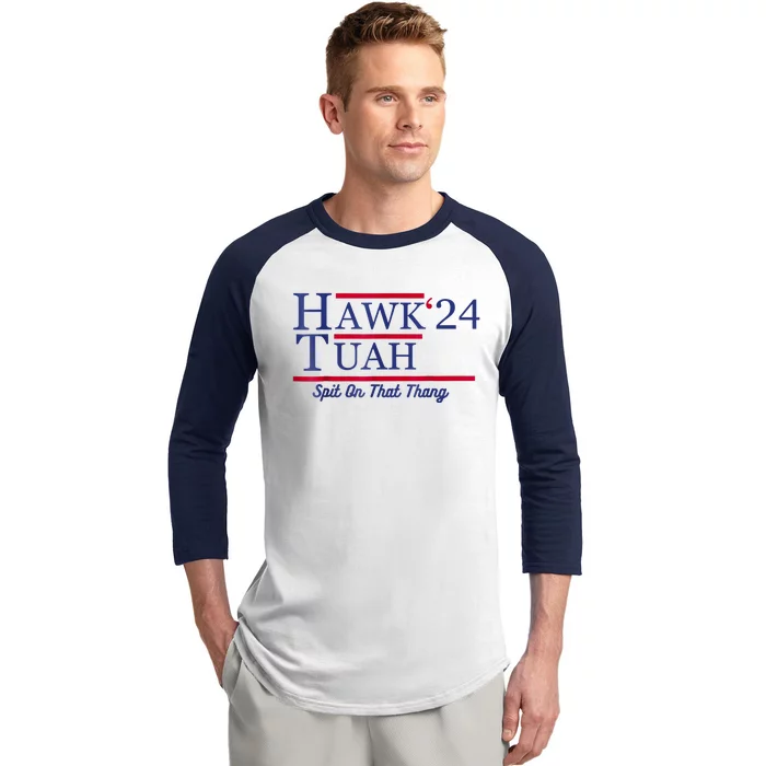 Hawk Tuah 24 Spit On That Thang Baseball Sleeve Shirt