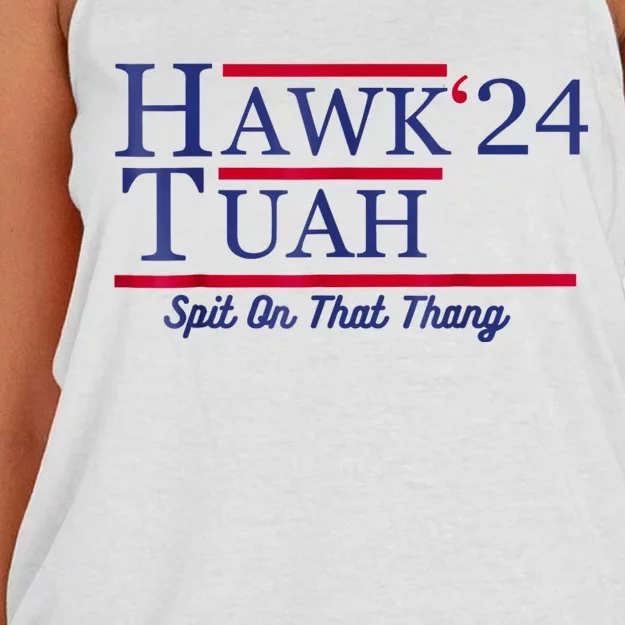 Hawk Tuah 24 Spit On That Thang Women's Knotted Racerback Tank