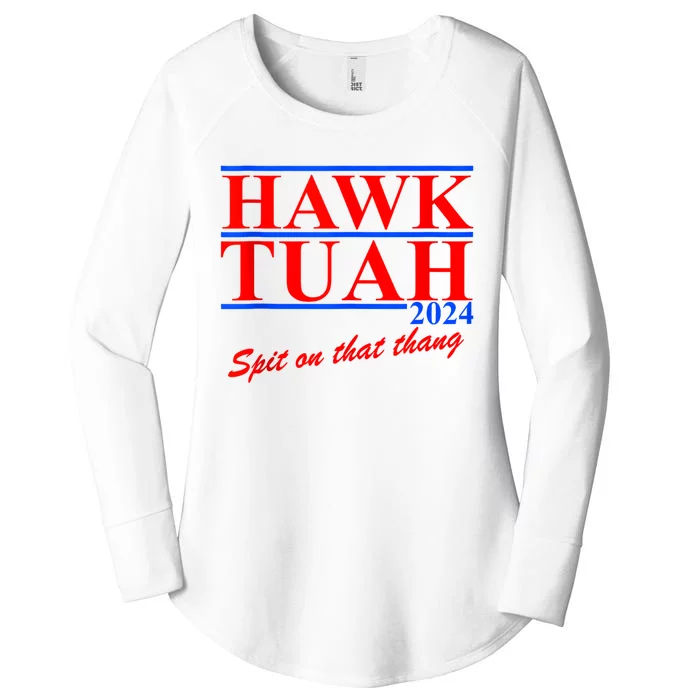 Hawk Tuah 24 Spit On That Thang Women's Perfect Tri Tunic Long Sleeve Shirt