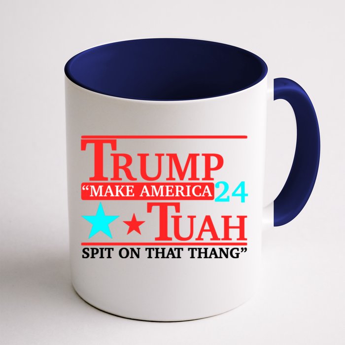 Hawk Tuah 24 Spit On That Thang Trump 2024 Front & Back Coffee Mug