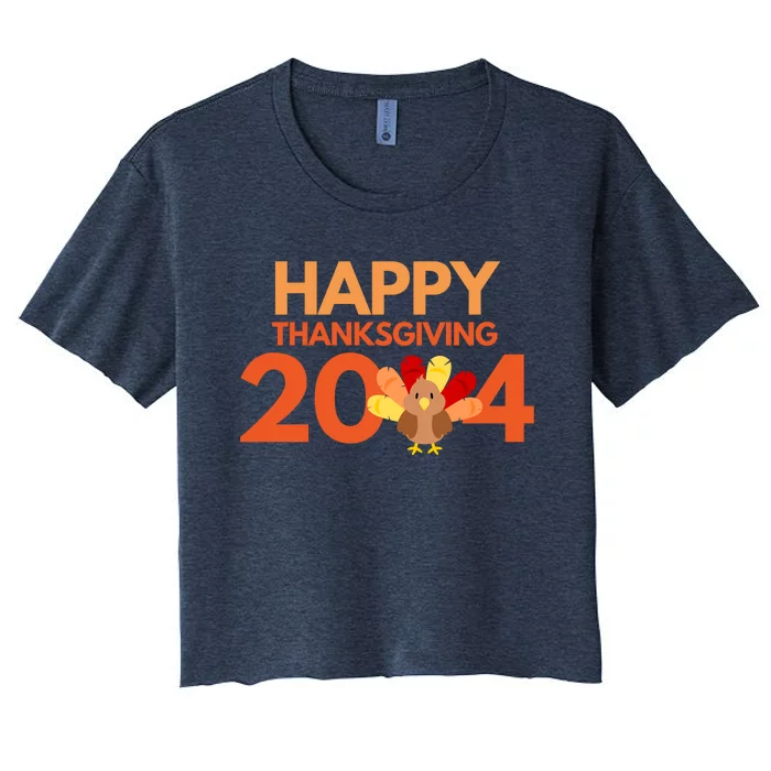 Happy Thanksgiving 2024 Funny Turkey Day Fall Women's Crop Top Tee