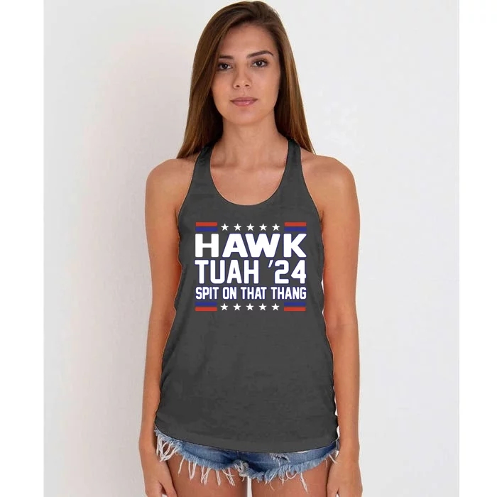 Hawk Tuah 2024 Spit On That Thang Hawk Tuah Girl Women's Knotted Racerback Tank