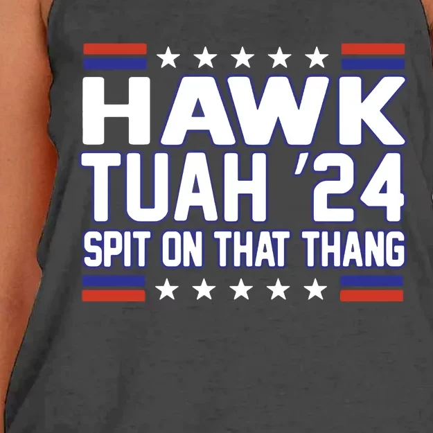 Hawk Tuah 2024 Spit On That Thang Hawk Tuah Girl Women's Knotted Racerback Tank