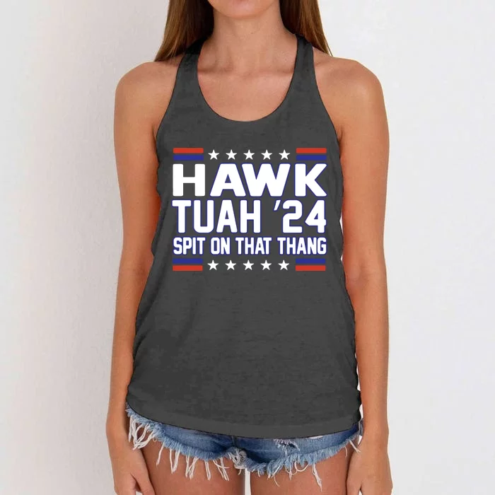 Hawk Tuah 2024 Spit On That Thang Hawk Tuah Girl Women's Knotted Racerback Tank