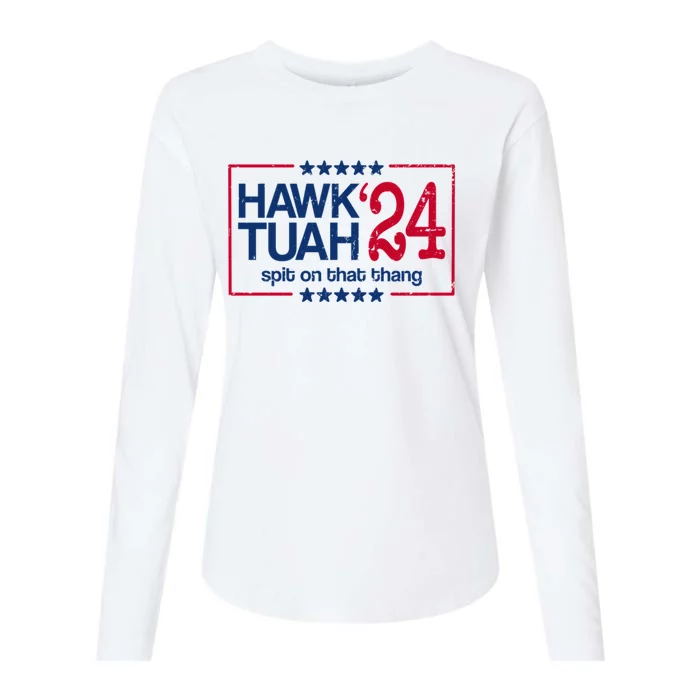 Hawk Tuah 24 Spit On That Thang Womens Cotton Relaxed Long Sleeve T-Shirt