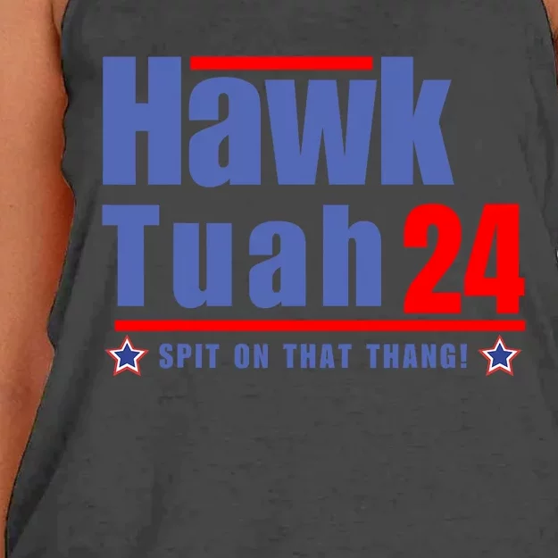 Hawk Tuah 2024 Funny Humor Meme Women's Knotted Racerback Tank