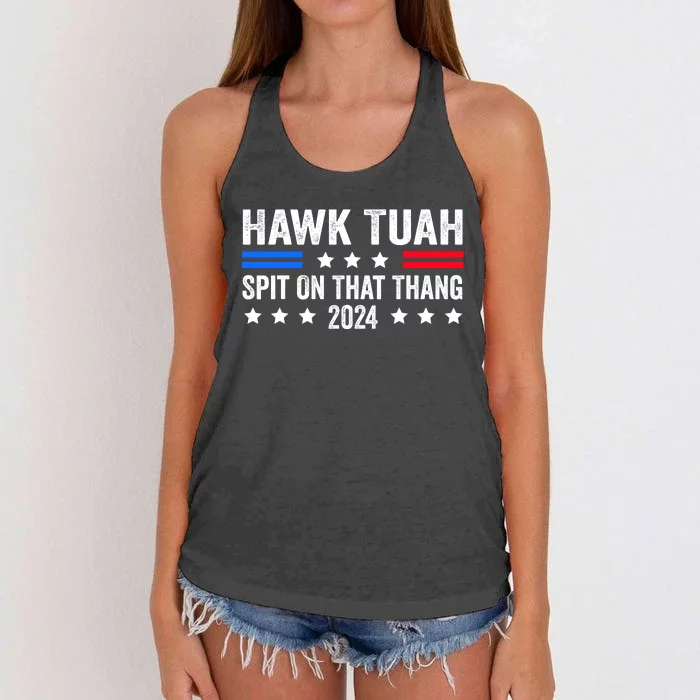 Hawk Tuah 24 Spit On That Thang Women's Knotted Racerback Tank