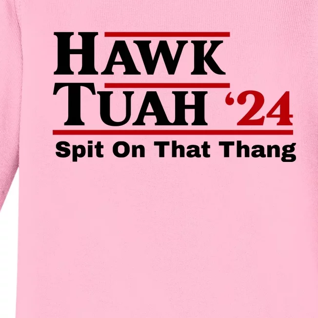 Hawk Tuah 24 Spit On That Thang Funny Saying Baby Long Sleeve Bodysuit