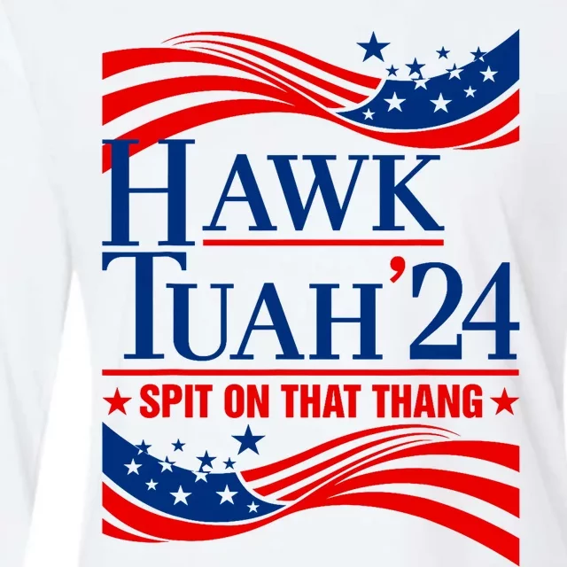 Hawk Tauh 24 Spit On That Thang Usa American Flag Meme Quote Womens Cotton Relaxed Long Sleeve T-Shirt