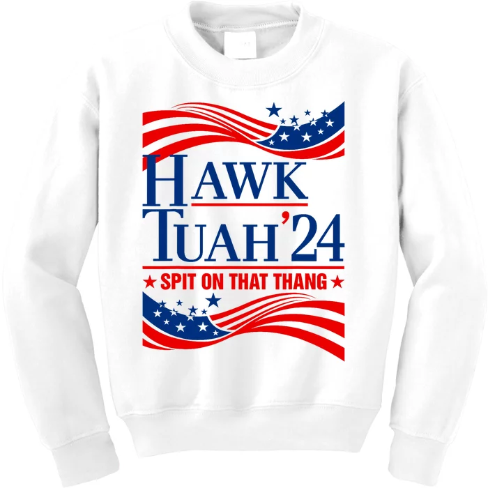 Hawk Tauh 24 Spit On That Thang Usa American Flag Meme Quote Kids Sweatshirt