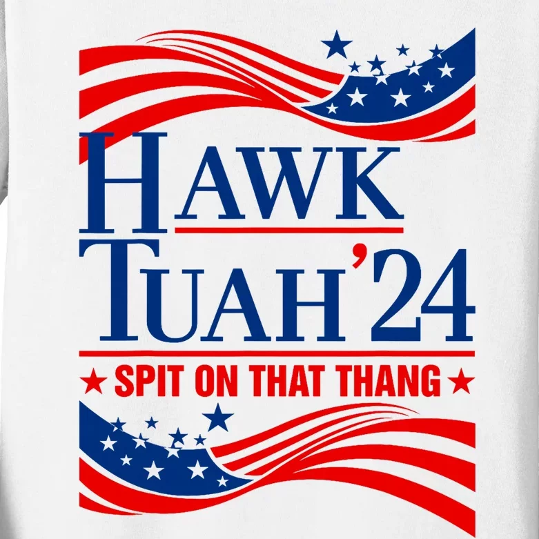 Hawk Tauh 24 Spit On That Thang Usa American Flag Meme Quote Kids Long Sleeve Shirt