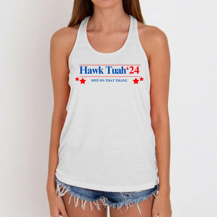 Hawk Tuah 24 Spit On That Thang Women's Knotted Racerback Tank