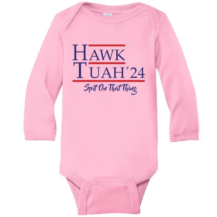 Hawk Tuah 24 Spit On That Thing Baby Long Sleeve Bodysuit