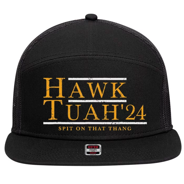 Hawk Tuah 24 Spit On That Thang 7 Panel Mesh Trucker Snapback Hat