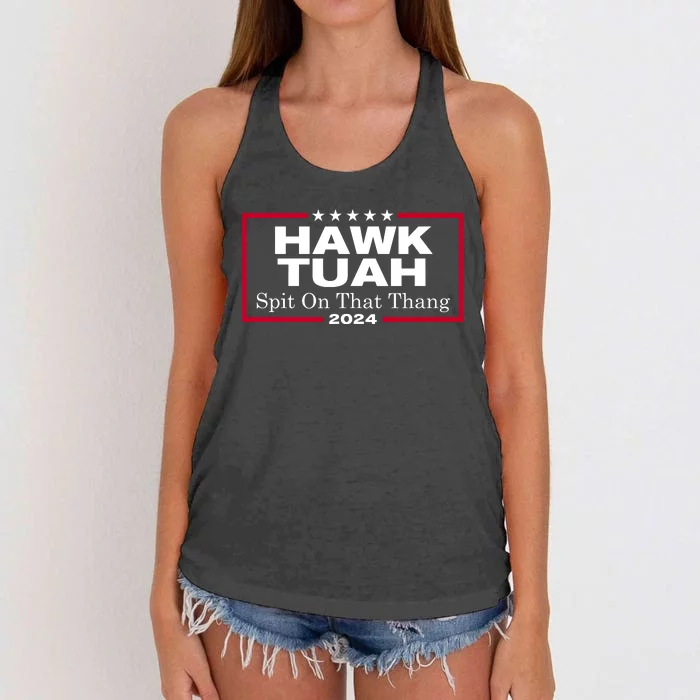 Hawk Tuah 24 Spit On That Thang Women's Knotted Racerback Tank