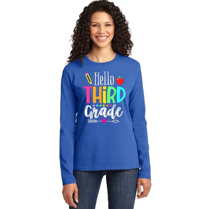 Hello Third 3Rd Grade Team Teacher Student Back To School Gift Ladies Long Sleeve Shirt