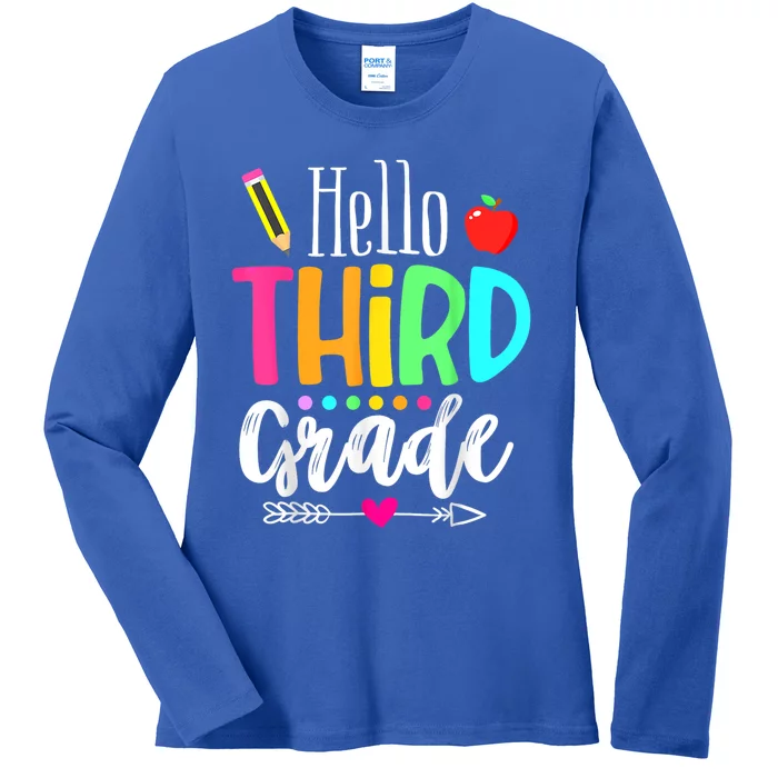 Hello Third 3Rd Grade Team Teacher Student Back To School Gift Ladies Long Sleeve Shirt