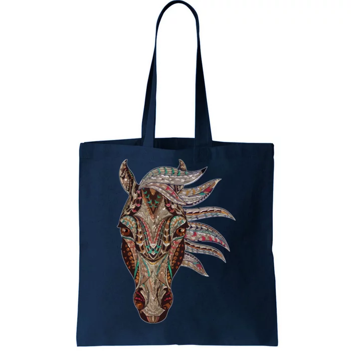 Horse Tribal Abstract Art Native American Geometric Horse Tote Bag