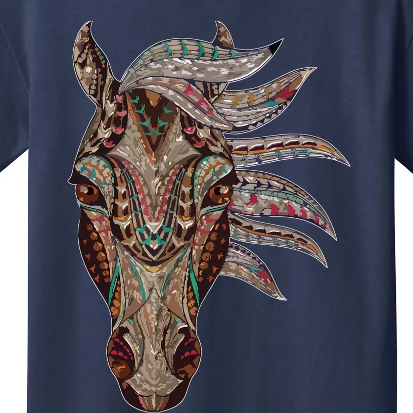 Horse Tribal Abstract Art Native American Geometric Horse Kids T-Shirt