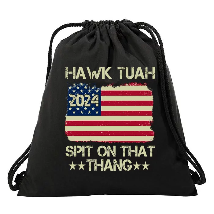 Hawk Tuah And Spit On That Thang Drawstring Bag