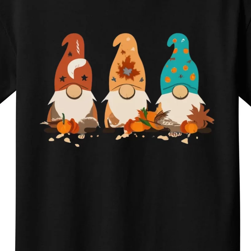 Happy Thanksgiving Autumn Fall Gnomes Kids T-Shirt