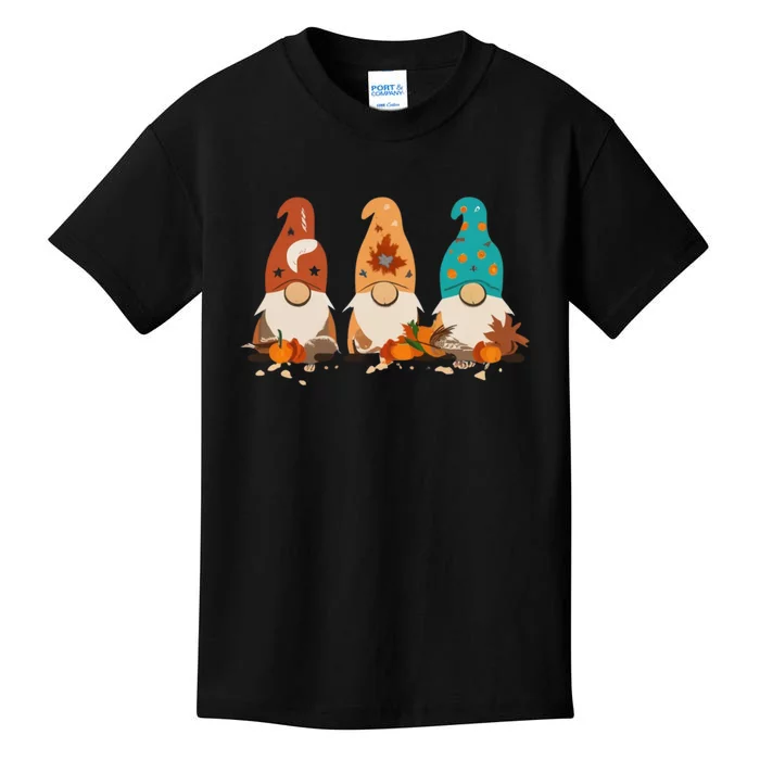 Happy Thanksgiving Autumn Fall Gnomes Kids T-Shirt