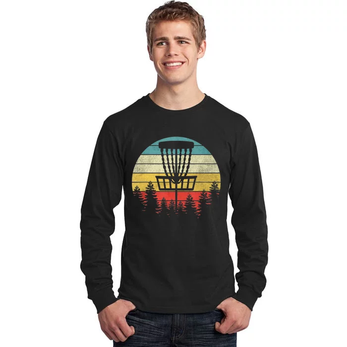 Hit Trees And Curse Sunset Retro Disc Golf Frisbee Golfer Tall Long Sleeve T-Shirt