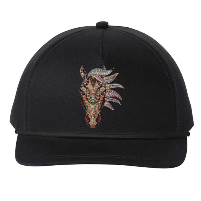 Horse Tribal Abstract Art Native American Geometric Horse Snapback Five-Panel Rope Hat