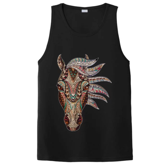 Horse Tribal Abstract Art Native American Geometric Horse Performance Tank