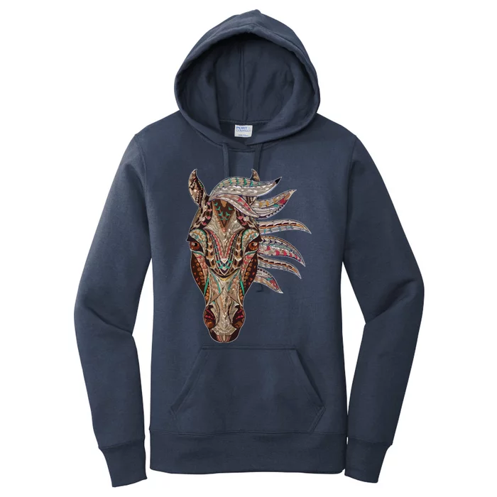 Horse Tribal Abstract Art Native American Geometric Horse Women's Pullover Hoodie