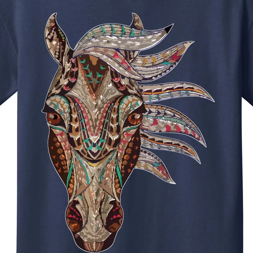 Horse Tribal Abstract Art Native American Geometric Horse Kids T-Shirt