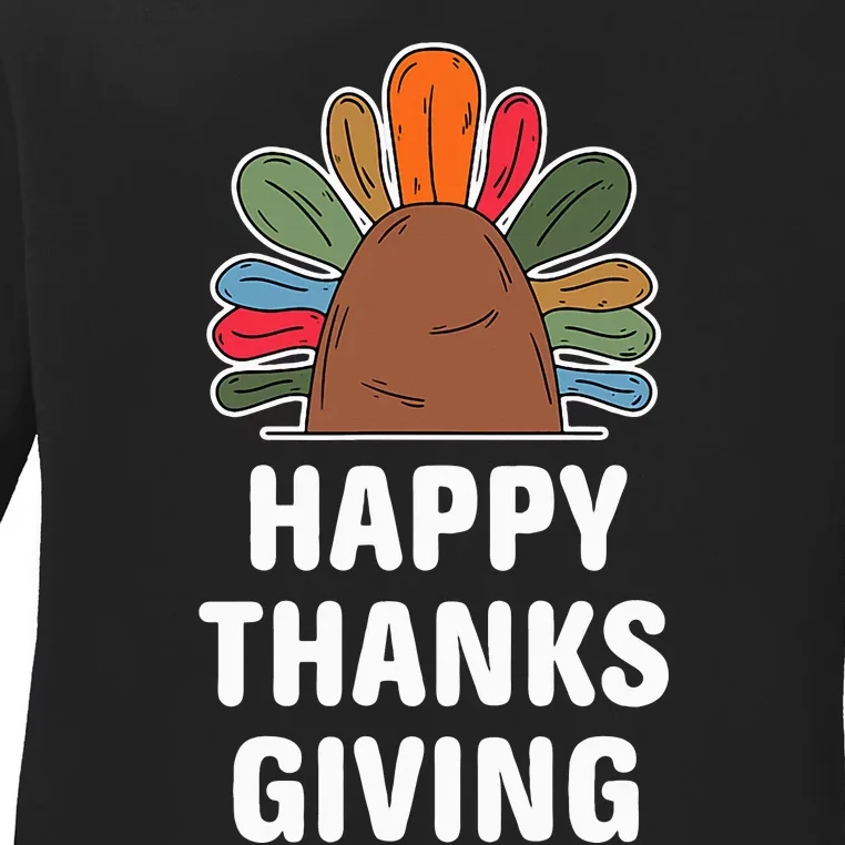 Happy Thanksgiving Autumn Fall Design Thankful Thanksgiving Ladies Long Sleeve Shirt