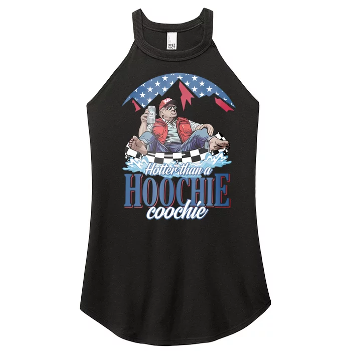 Hotter Than A Hoochie Coochie Trump Drinking Beer Women’s Perfect Tri Rocker Tank