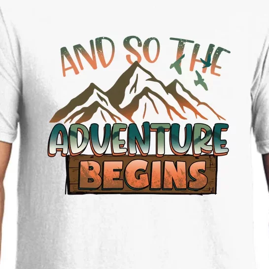 Hiking The Adventure Begins Hiking Mountain Camping Gift Pajama Set